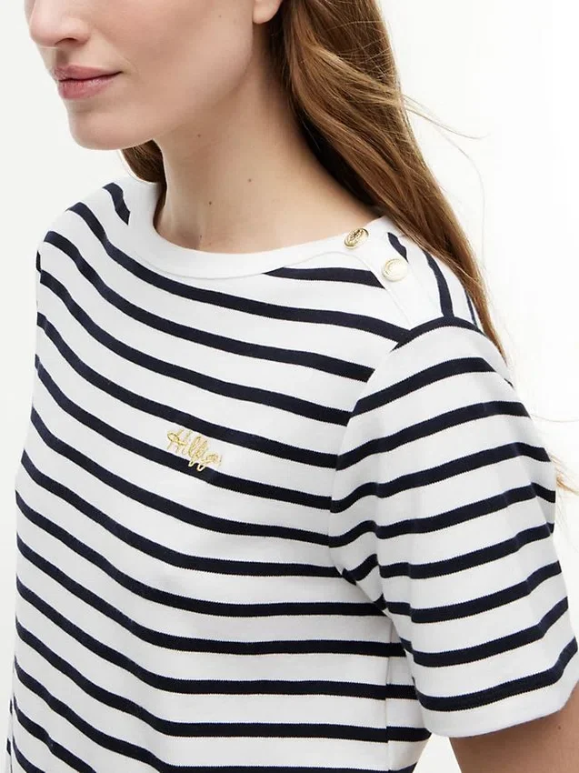 Gold-Button Cotton Interlock T-Shirt Gold-Button Cotton Interlock T-Shirt