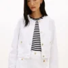 Gold-Button Denim Lady Jacket