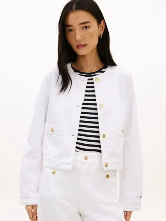 Gold-Button Denim Lady Jacket