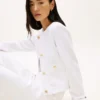Gold-Button Denim Lady Jacket