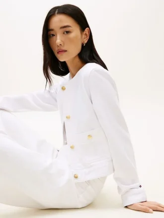 Gold-Button Denim Lady Jacket