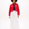Gold-Button Denim Lady Jacket