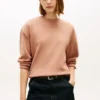 Gold-Button Interlock Sweatshirt