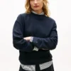 Gold-Button Interlock Sweatshirt
