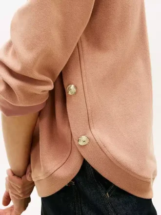 Gold-Button Interlock Sweatshirt
