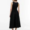 Gold-Button Mixed-Media Tank Dress
