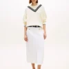 Gold-Button Pocket Denim Midi Skirt Gold-Button Pocket Denim Midi Skirt