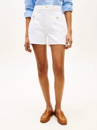 Gold-Button Pocket Denim Short