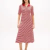 Gold-Button Polo Midi Dress