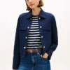 Gold-Button Ponte Multi-Pocket Jacket