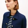 Gold-Button Ponte Multi-Pocket Jacket