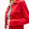 Gold-Button Ponte Multi-Pocket Jacket