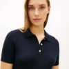 Gold-Button Rib Knit Polo Mini Dress