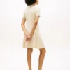 Gold-Button Rib Knit Polo Mini Dress