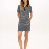 Gold-Button Striped Interlock Polo Dress