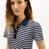 Gold-Button Striped Interlock Polo Dress