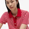 Gold-Button Striped Interlock Polo Dress Gold-Button Striped Interlock Polo Dress