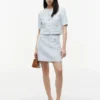 Gold-Button Tweed Mini Skirt