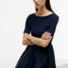 Half-Sleeve Mixed-Media Midi Dress Half-Sleeve Mixed-Media Midi Dress