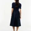 Half-Sleeve Mixed-Media Midi Dress Half-Sleeve Mixed-Media Midi Dress
