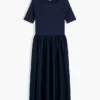 Half-Sleeve Mixed-Media Midi Dress Half-Sleeve Mixed-Media Midi Dress