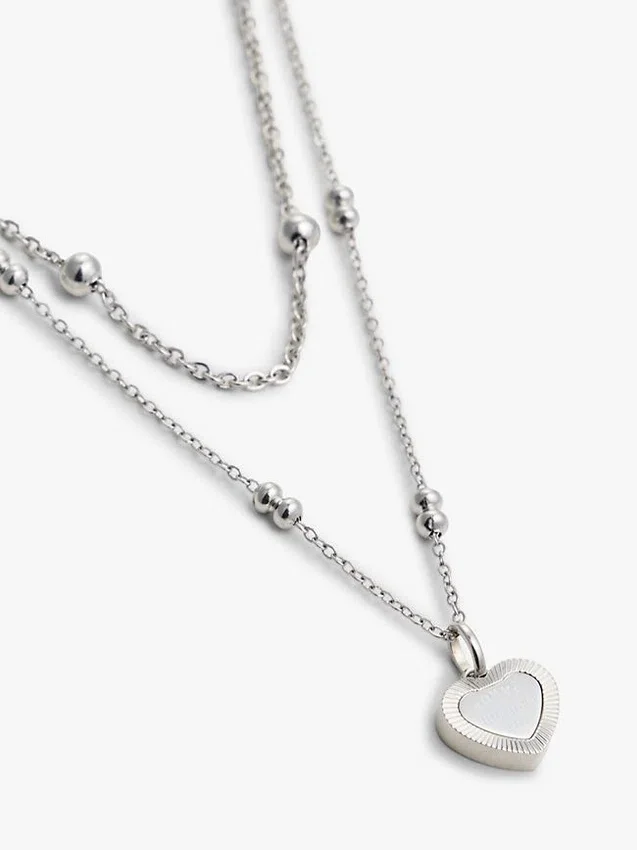 Heart Charm Double-Layered Necklace Heart Charm Double-Layered Necklace