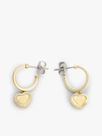 Heart Charm Hoop Earring