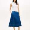 High-Rise Flared Denim Midi Skirt High-Rise Flared Denim Midi Skirt