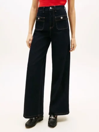 High-Rise Stretch Wide Leg Utility Jean