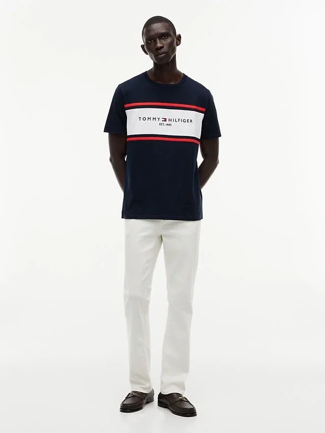 Hilfiger Block Stripe Logo T-Shirt Hilfiger Block Stripe Logo T-Shirt