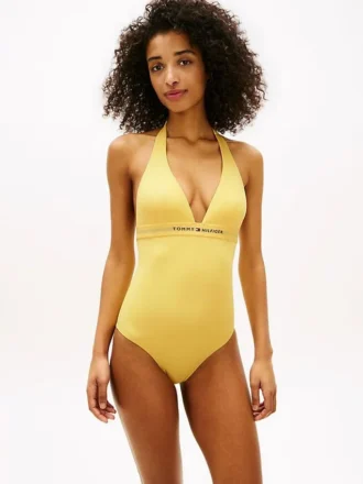 Hilfiger Logo Halter One-Piece Swimsuit