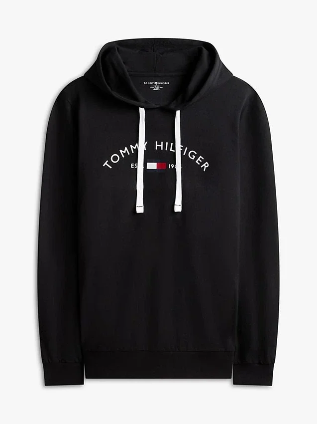 Hilfiger Logo Pique Sleep Hoodie Hilfiger Logo Pique Sleep Hoodie