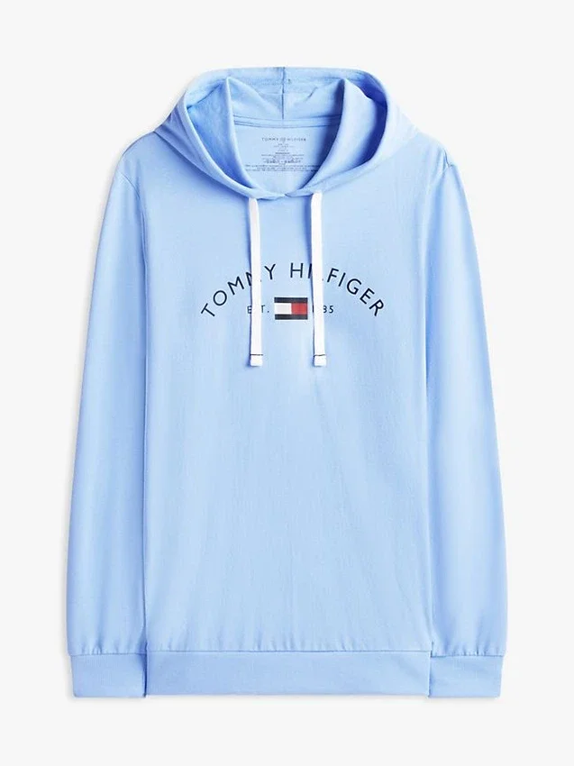 Hilfiger Logo Pique Sleep Hoodie Hilfiger Logo Pique Sleep Hoodie