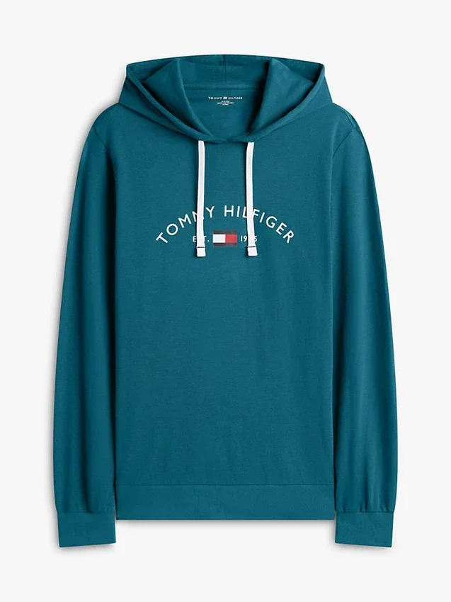 Hilfiger Logo Pique Sleep Hoodie Hilfiger Logo Pique Sleep Hoodie