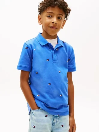 Kids’ Allover Flag Print Polo