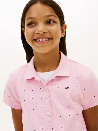 Kids’ Allover Floral Print Polo Dress