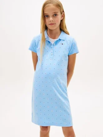Kids’ Allover Floral Print Polo Dress