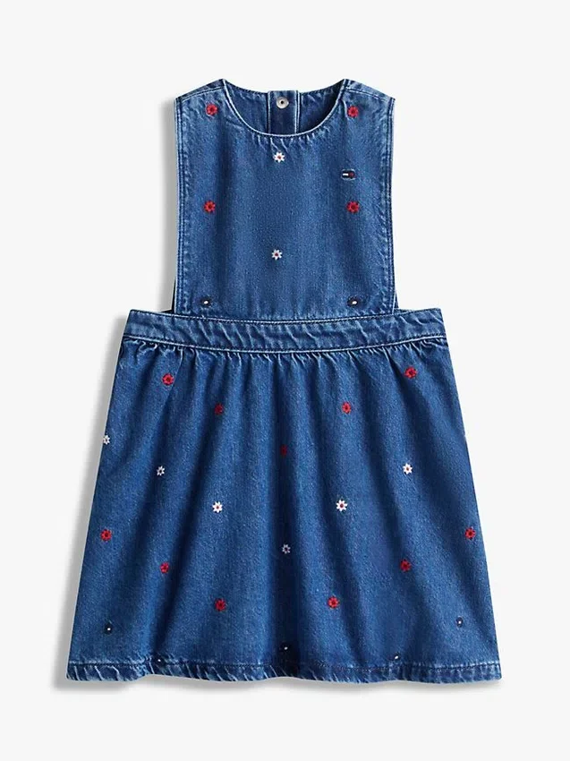 Kids’ Allover Flower Denim Jumper Dress Kids’ Allover Flower Denim Jumper Dress