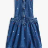 Kids’ Allover Flower Denim Jumper Dress Kids’ Allover Flower Denim Jumper Dress