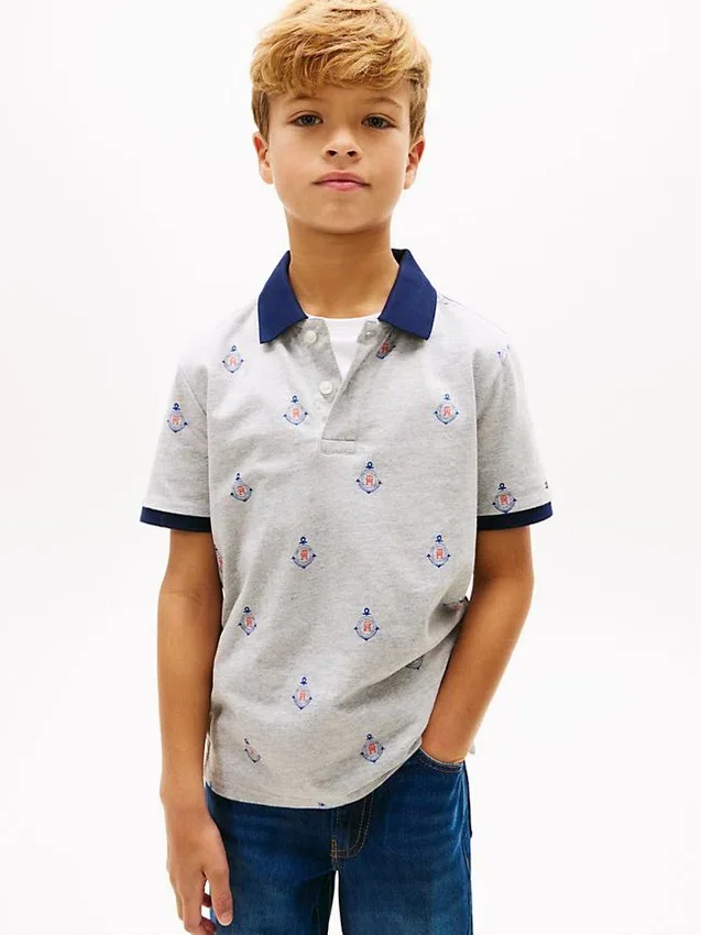 Kids’ Allover Nautical Logo Stretch Polo Kids’ Allover Nautical Logo Stretch Polo