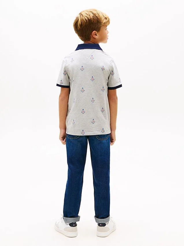 Kids’ Allover Nautical Logo Stretch Polo Kids’ Allover Nautical Logo Stretch Polo