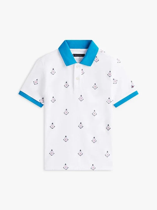 Kids’ Allover Nautical Logo Stretch Polo Kids’ Allover Nautical Logo Stretch Polo