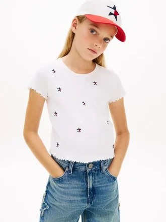 Kids’ Embroidered Star Ribbed T-Shirt