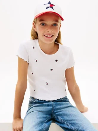 Kids’ Embroidered Star Ribbed T-Shirt
