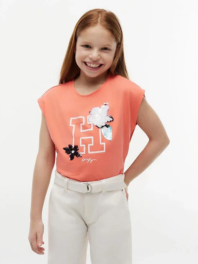 Kids’ Flip Sequin Floral Logo T-Shirt Kids’ Flip Sequin Floral Logo T-Shirt