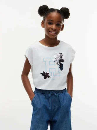 Kids’ Flip Sequin Floral Logo T-Shirt