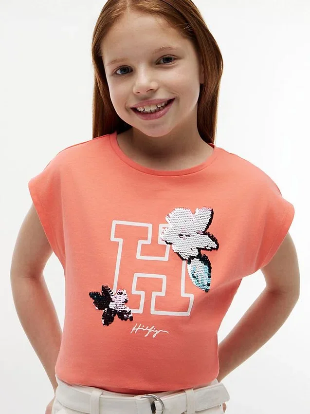 Kids’ Flip Sequin Floral Logo T-Shirt Kids’ Flip Sequin Floral Logo T-Shirt