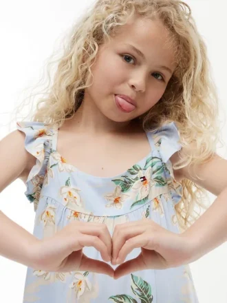 Kids’ Floral Print Ruffle Dress
