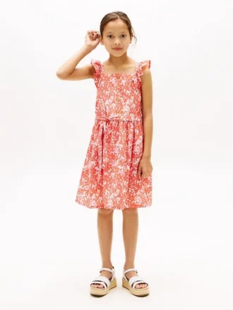 Kids’ Floral Print Ruffle-Strap Dress