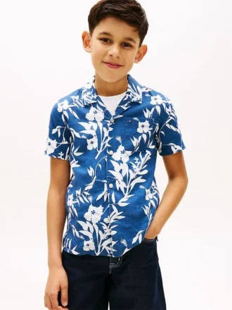 Kids’ Linen-Cotton Blend Floral Shirt